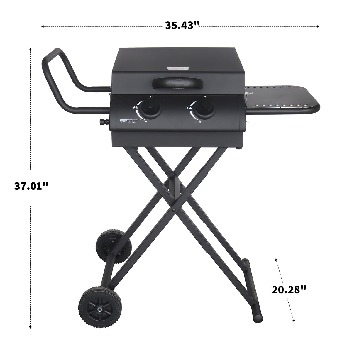 Hvoonc Portable Propane Gas Grill,17000BTUs Foldable Barbecue Grill with 2-Burner,Outdoor Grill for Backyard, Camping and Picnics,Black