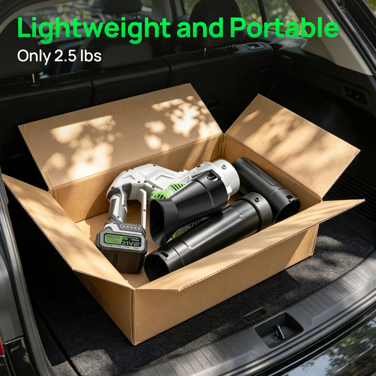 ORFELD 21V Cordless Swivel Leaf Blower, Electric Blower with 80mm Outlet, 2×4.0Ah Batteries & Charger, 3-Speed Modes, Portable Blower for Lawn, Leaf, Patio & Dust Cleaning