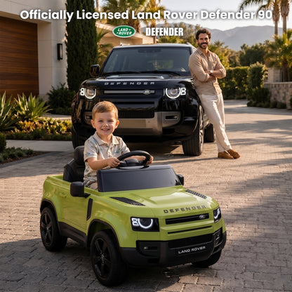 SaveJoy 12V Licensed Land Rover Defender Ride on Car, Electric Truck for Kids with 2.4G Remote Control, 3-Point Belt, Spring Suspension, Bluetooth, Green