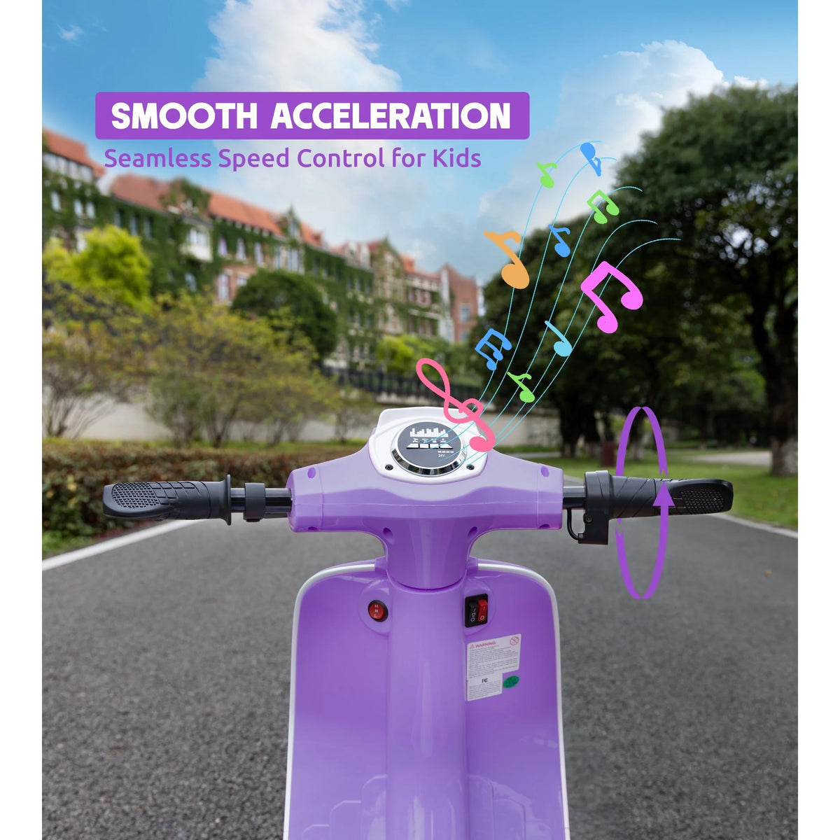 SaveJoy Kids Motorcycle 24V Retro Ride on for Ages 8+, LED Light-Up Electric Ride On Toy,Durable Outdoor Gift for Boys & Girls,Purple