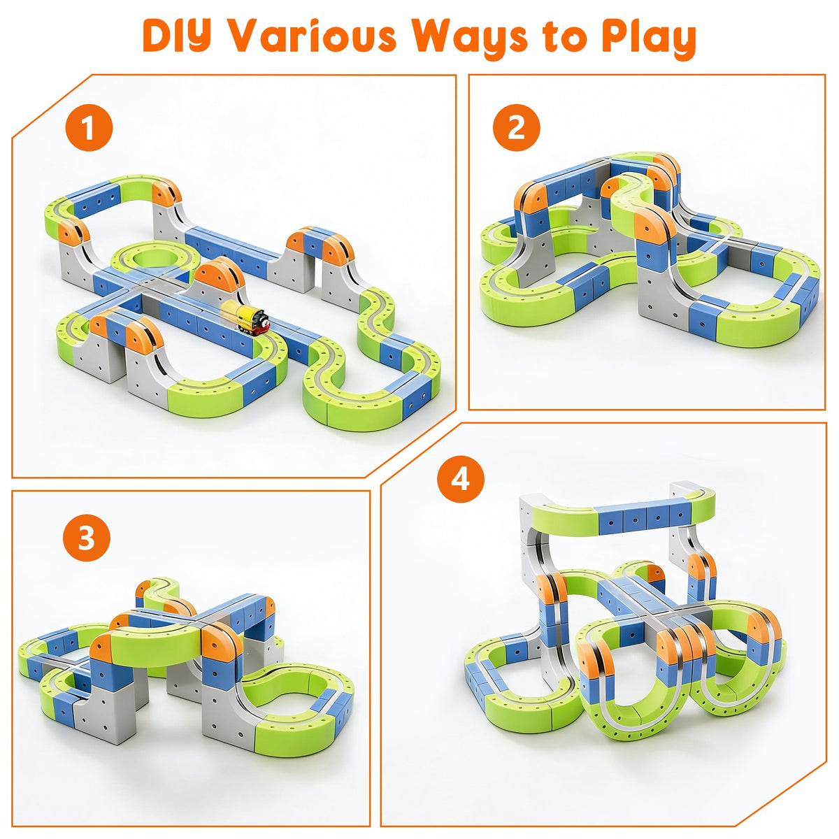 SaveJoy Magnetic Car Toys, 126PCS DIY Race Car Track Building Kit with Electric Train & Traffic Signs,Educational Flexible Tracks Birthday for 3-8