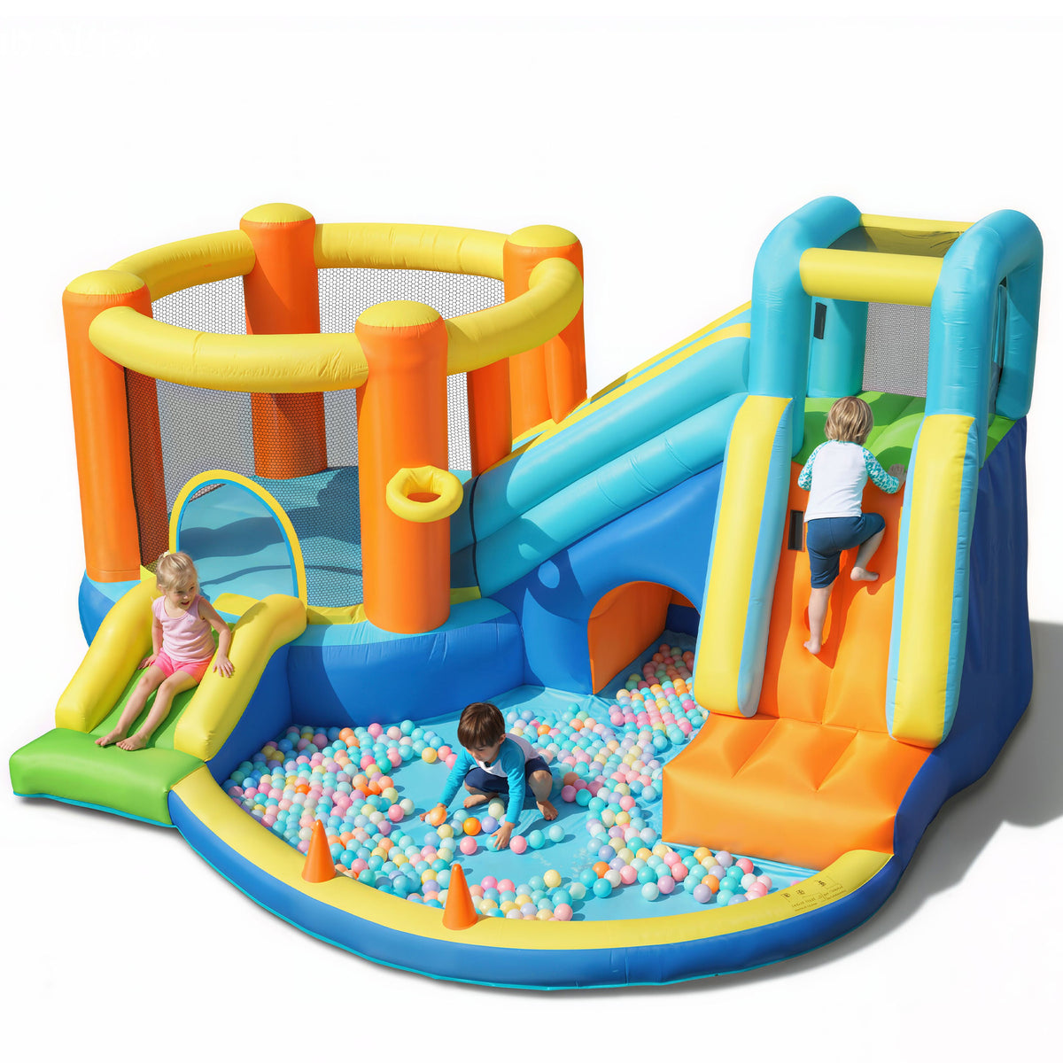 SaveJoy Inflatable Bounce House for Big Kids 3-8, Large Bouncy Castle House with Blower, Indoor outdoor Commercial Blow up Jumping Castle with Slide