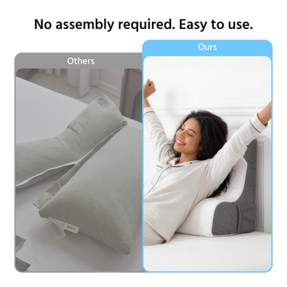 ORFELD Wedge Pillow for Sleeping,Resting,Back Pain Relief and Post Surgery,Memory Foam Cushion with Grey and White Patterned Polyester Cover, Ideal for Bedroom & Living Room,White
