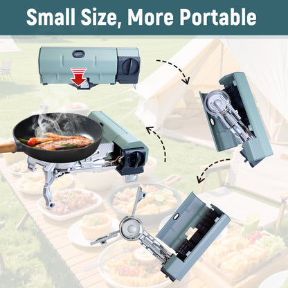 SaveJoy Tabletop Camping Stove, 1 Burner Portable Stove with Carrying Case, Foldable & Set up Butane Gas Stove