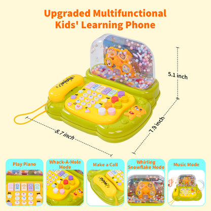 SaveJoy Baby Telephone Toy,All in One Educational Learning Toys,Toddler Phone with Music and light Gifts for Kids 3＋,Green