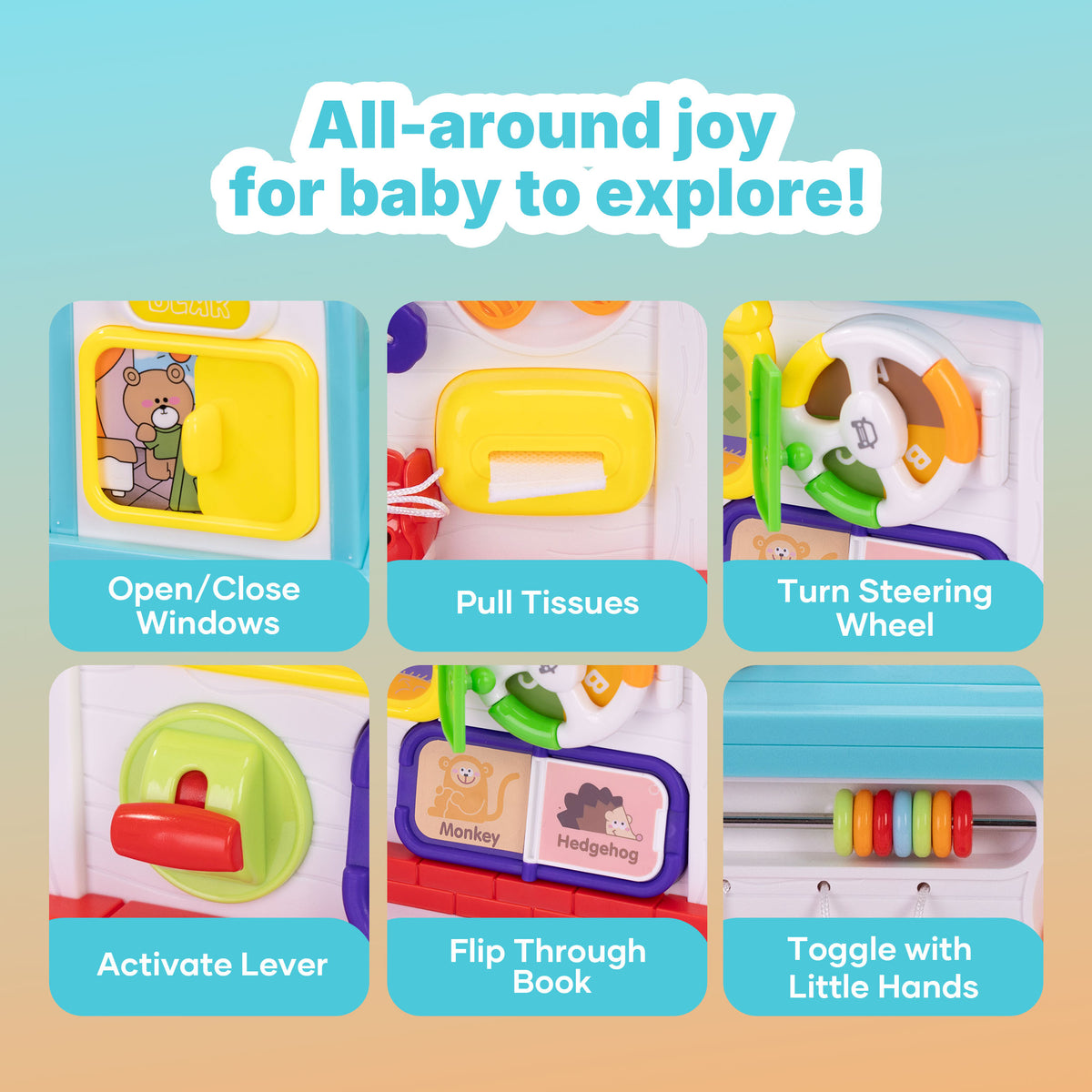 SaveJoy Montessori Activity Cube, 16-in-1 Interactive Baby Toys with Music, Educational Toddler Toys for 6-36 Months, Baby Girl Toys & Infant Learning Gift