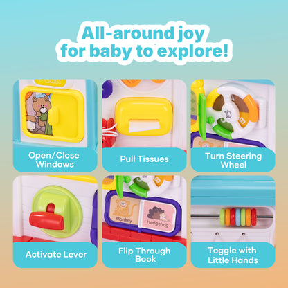 SaveJoy Montessori Activity Cube, 16-in-1 Interactive Baby Toys with Music, Educational Toddler Toys for 6-36 Months, Baby Girl Toys & Infant Learning Gift