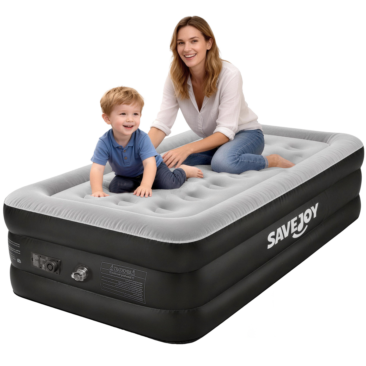 SaveJoy Air Mattress with Built in Pump, 18‌″ Inflatable Mattress Blow up Air Bed for Camping, Home & Guests