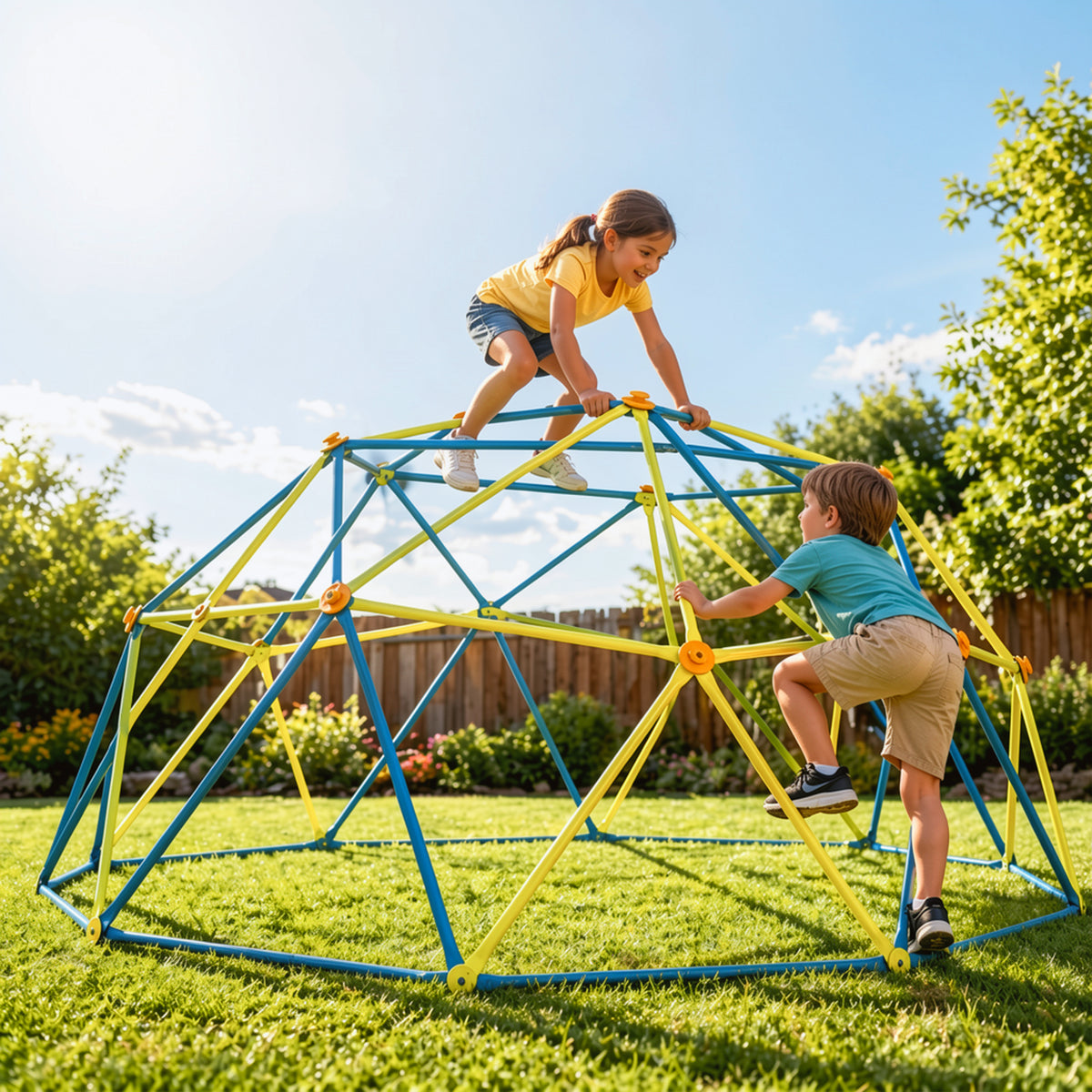 SaveJoy 12FT Climbing Dome for Kids, Toddler Play Set Outdoor Playground, Geometric Dome Climber Climbing Toys, Supports up to 800lbs
