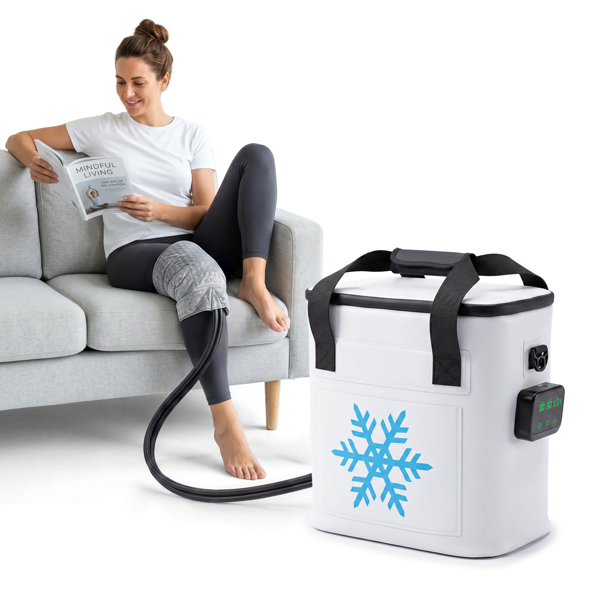 Orfeld 19QT Ice Machine for Knee after Surgery, Portable Cold Therapy Machine with Timer, Knee Replacement Recovery System, Cryotherapy Pain Relief with Cold Therapy Pad