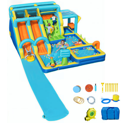 SaveJoy Bounce House with Blower, Inflatable Water Silde for Kids, Jump House Outdoor Toys for Backyard, 93247T