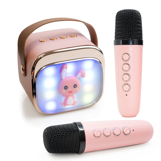 SaveJoy Karaoke Machine with 2 Microphone for Kids, Toddler Music Toys Connect with Bluetooth, 5 Sound Effects, Christmas Birthday Gifts for Ages 3-5-8