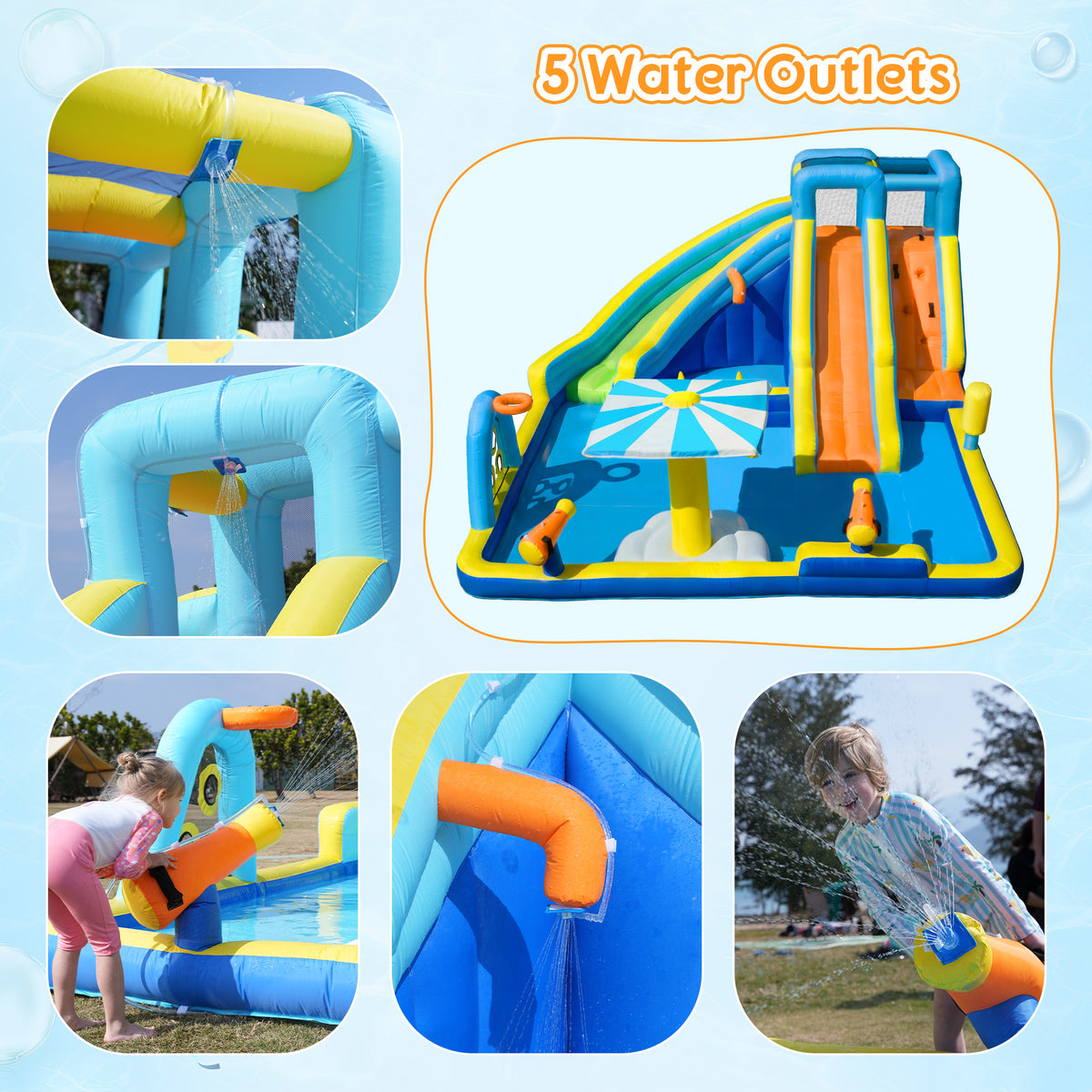 SaveJoy Bounce House with Blower, Inflatable Water Silde for Kids, Jump House Outdoor Toys for Backyard, 93245T