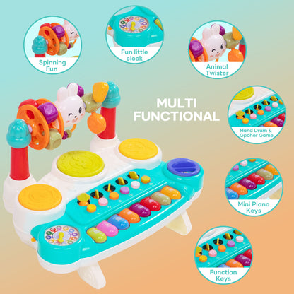 SaveJoy Baby Musical Toys 10 in 1 Piano Keyboard Drum Set for Toddler 12-24 Months,Early Educational Kids Gift,Electronic Learning Toy,Blue