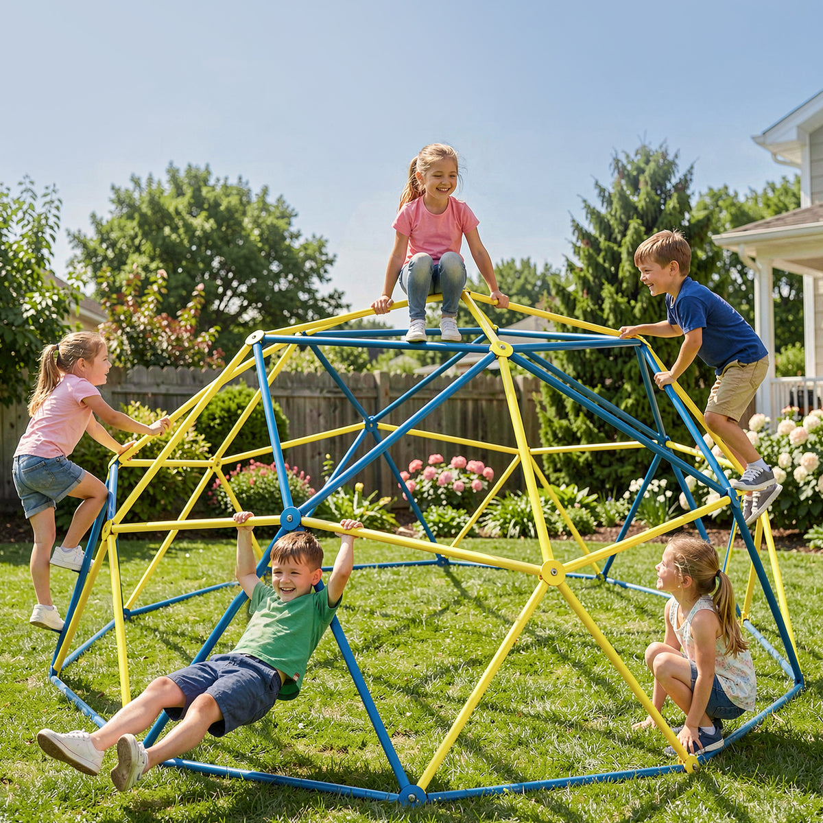 SaveJoy 12FT Climbing Dome for Kids, Toddler Play Set Outdoor Playground, Geometric Dome Climber Climbing Toys, Supports up to 800lbs