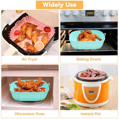 Air Fryer Silicone Liners, CAUTUM 2 Pack 8.3inch Reusable Baking Basket, Kitchen Airfryer Square Pot