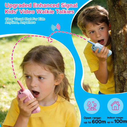 SaveJoy Video Walkie Talkie Toys for Kids,2 Pack Rechargeable Video Intercom with Switchable Dual Cameras,Long Range,Interactive Chat with Photos, Music & Voice Message for Boys Girls Ages 3-12