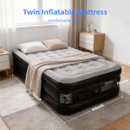 SaveJoy Air Mattress with Built in Pump, 18‌″ Inflatable Mattress Blow up Air Bed for Camping, Home & Guests