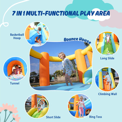 SaveJoy Inflatable Bounce House for Big Kids 3-8, Large Bouncy Castle House with Blower, Indoor outdoor Commercial Blow up Jumping Castle with Slide