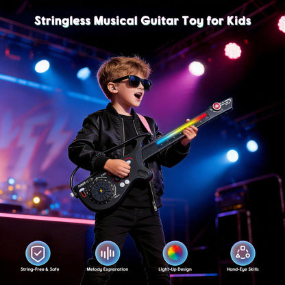 SaveJoy Kids Guitar Toy Multi-Functional Electric Guitar with Light & DJ Turntable,Rechargeable Bluetooth Musical Instrument for Toddlers Ages 3-7, Perfect Gift for Boys & Girls