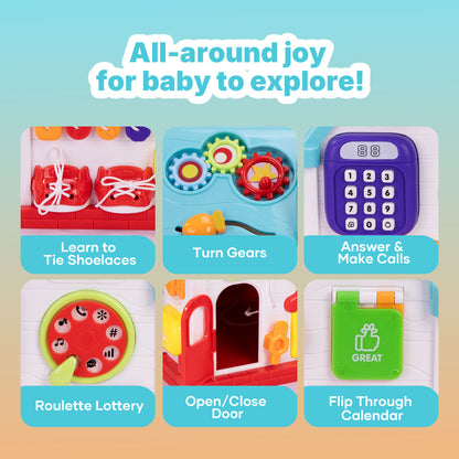 SaveJoy Montessori Activity Cube, 16-in-1 Interactive Baby Toys with Music, Educational Toddler Toys for 6-36 Months, Baby Girl Toys & Infant Learning Gift