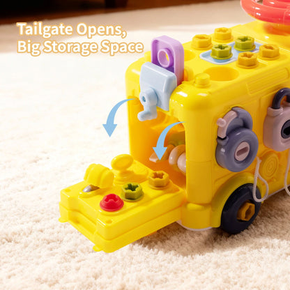 SaveJoy Baby Learning Toy Bus,Assemble Busy Toys Construction Building Vehicle,Engineering Truck Educational Gift for Kids Age 3＋