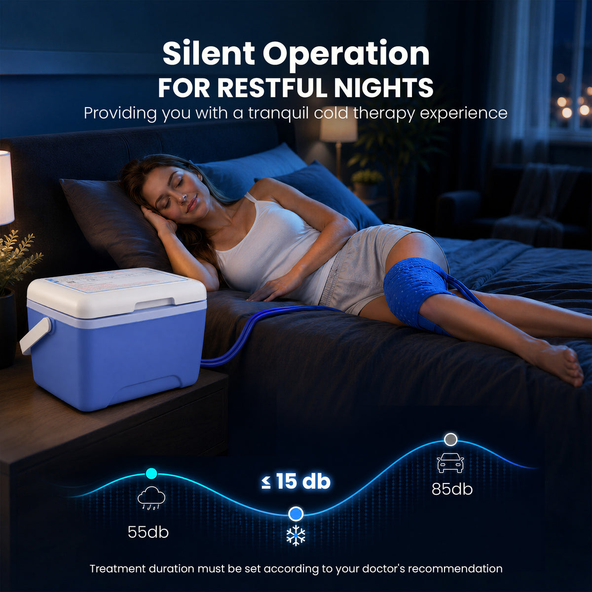 ORFELD Portable Cold Water Circulation System with Programmable Timer, Insulated Reservoir and Adjustable Cooling Wrap Pad, Quiet Cooling Machine for Everyday Cooling Comfort and Relaxation