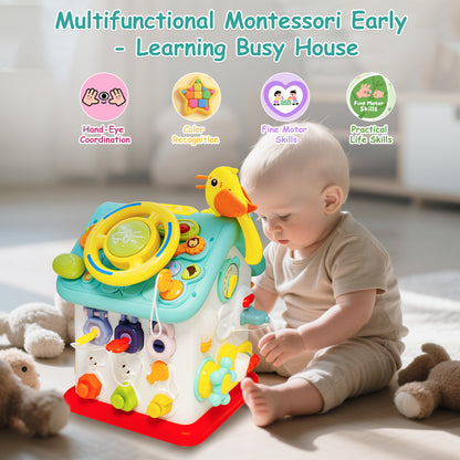 SaveJoy Baby Activity Toy with Music,6 in 1 Learning Toys for Toddlers,Educational Gift for Kids Infants Busy House 6-12 Months