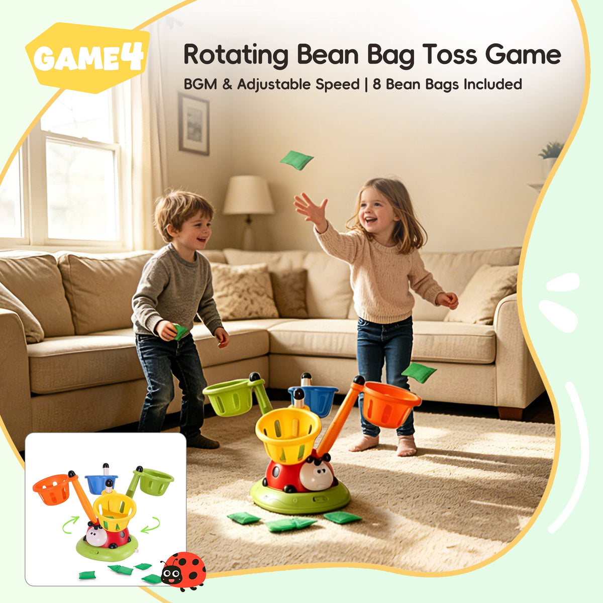 SaveJoy Kids Sports Toy 5-in-1, Outdoor Active Play Set with Rocket Launcher, Baseball & Toss Games, Musical Jump Toy for Ages 3-12