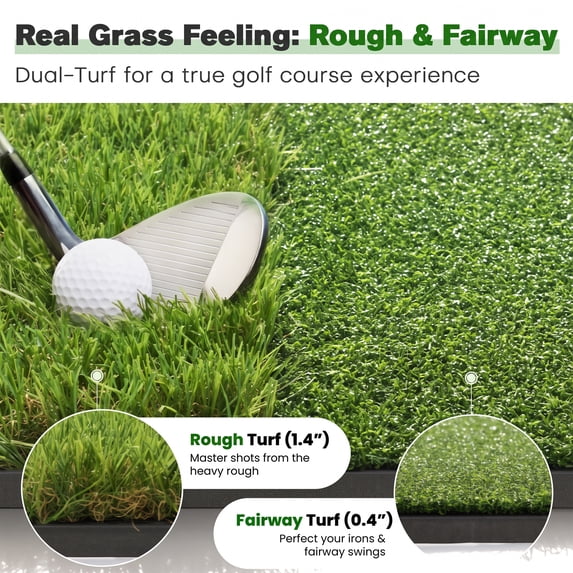 ORFELD Golf Hitting Mat, 6 x 4 ft Dual-Turf Golf Practice Mat with Thick EVA Foam Base, Indoor & Outdoor