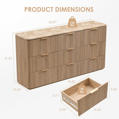 Hvoonc 9-Drawer Modern Wood Dressers for Bedroomand Living Room, Natural Oak