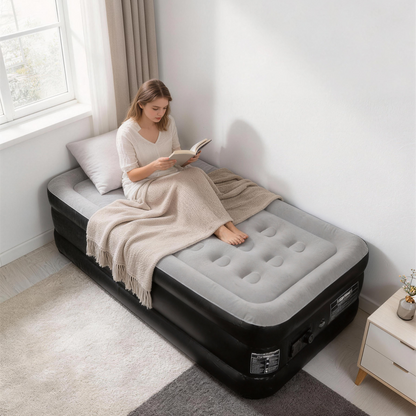 SaveJoy Air Mattress with Built in Pump, 18‌″ Inflatable Mattress Blow up Air Bed for Camping, Home & Guests