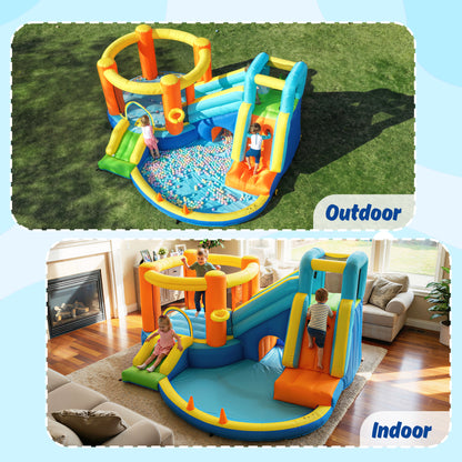 SaveJoy Inflatable Bounce House for Big Kids 3-8, Large Bouncy Castle House with Blower, Indoor outdoor Commercial Blow up Jumping Castle with Slide