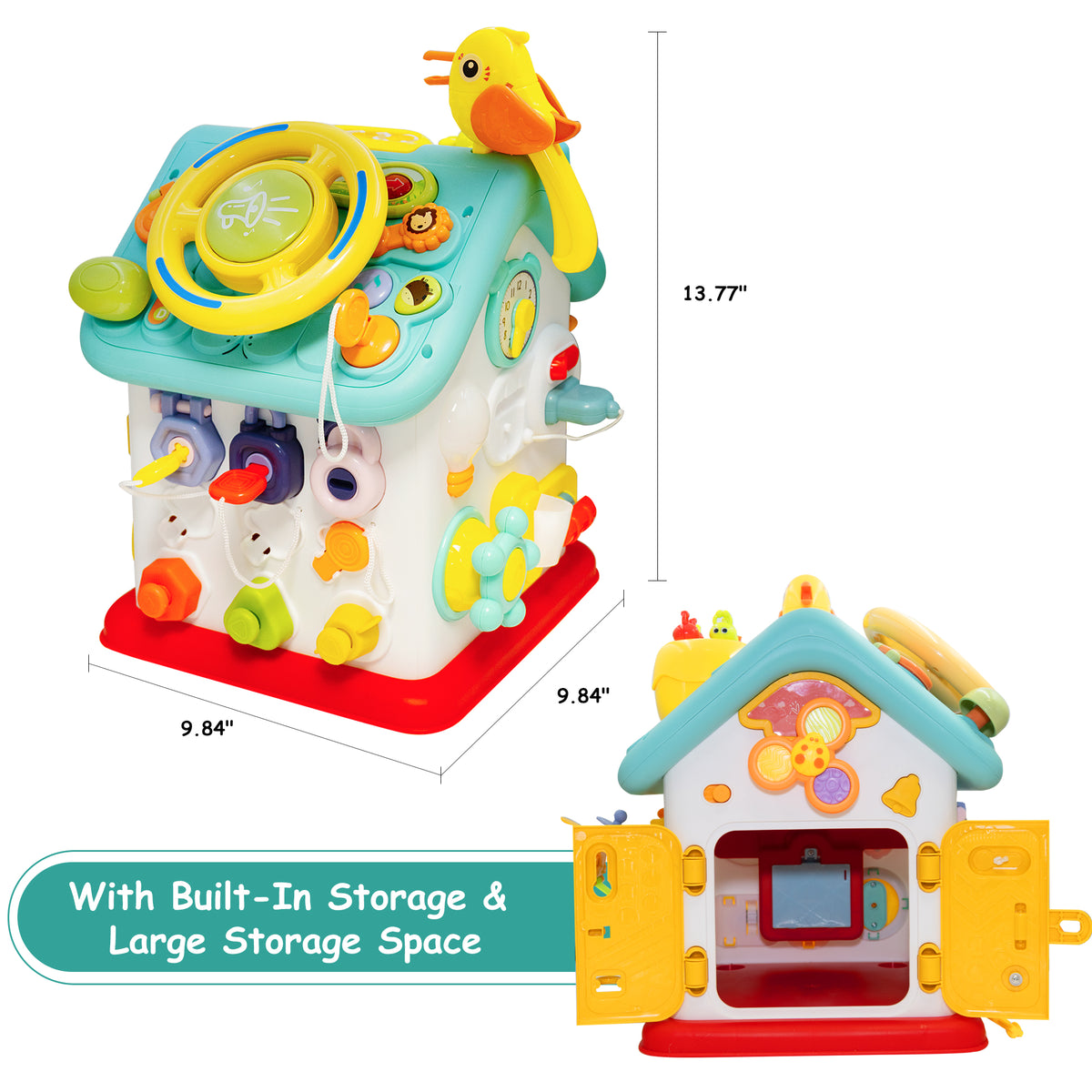 SaveJoy Baby Activity Toy with Music,6 in 1 Learning Toys for Toddlers,Educational Gift for Kids Infants Busy House 6-12 Months
