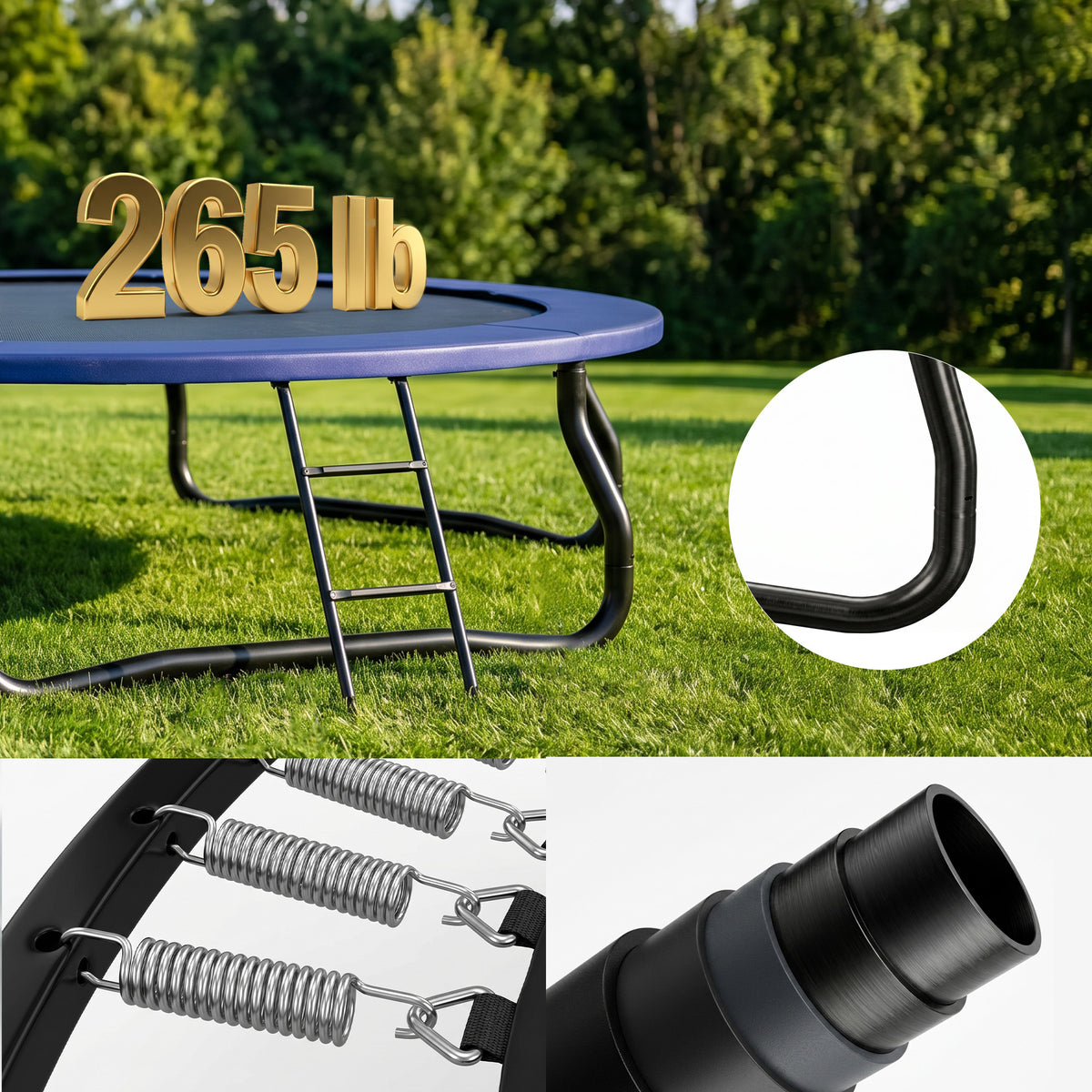 SaveJoy 8FT Trampolines for Kids with Safety Enclosure, Basketball Hoop & Lights, Kids Trampoline Indoor & Outdoor