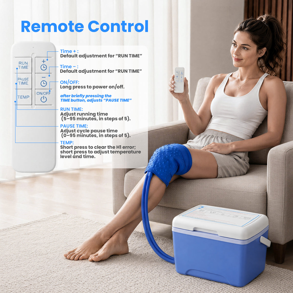 ORFELD Portable Cold Water Circulation System with Programmable Timer, Insulated Reservoir and Adjustable Cooling Wrap Pad, Quiet Cooling Machine for Everyday Cooling Comfort and Relaxation