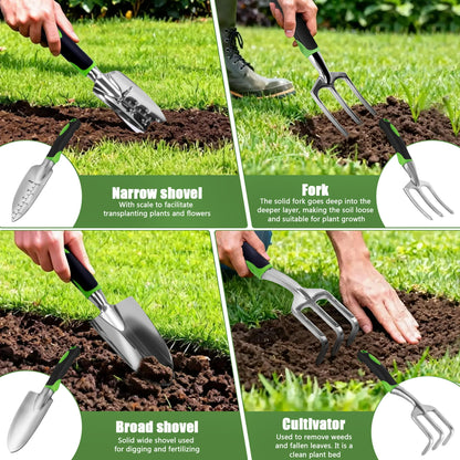 ORFELD 11 PCS Durable&Ergonomic Garden Tools Set ,Heavy Duty Gardening Tools Gardening Gifts for Women, Men