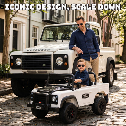 SaveJoy Licensed Land Rover Defender 24V 2-Seater Ride-On, 4WD 400W Electric Truck with Motorized Dump Bed & Remote,White