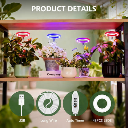 ORFELD 4PCS LED Growing Light for Indoor Plants, Full Spectrum Desk Growth Lamp & Height Adjustable, Plant Grow Light 9 Dimmable Brightness for Small Plants，White