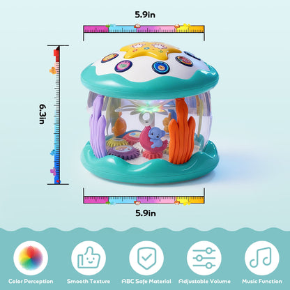 SaveJoy Musical Light up Toy with Rotating Animal for Toddlers, Interactive Crawling Toy, Merry-Go-Round Learning Toys Best Gift for Kids 3+
