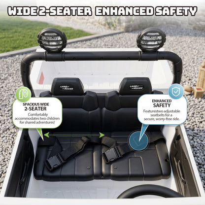 SaveJoy Licensed Land Rover Defender 24V 2-Seater Ride-On, 4WD 400W Electric Truck with Motorized Dump Bed & Remote,White
