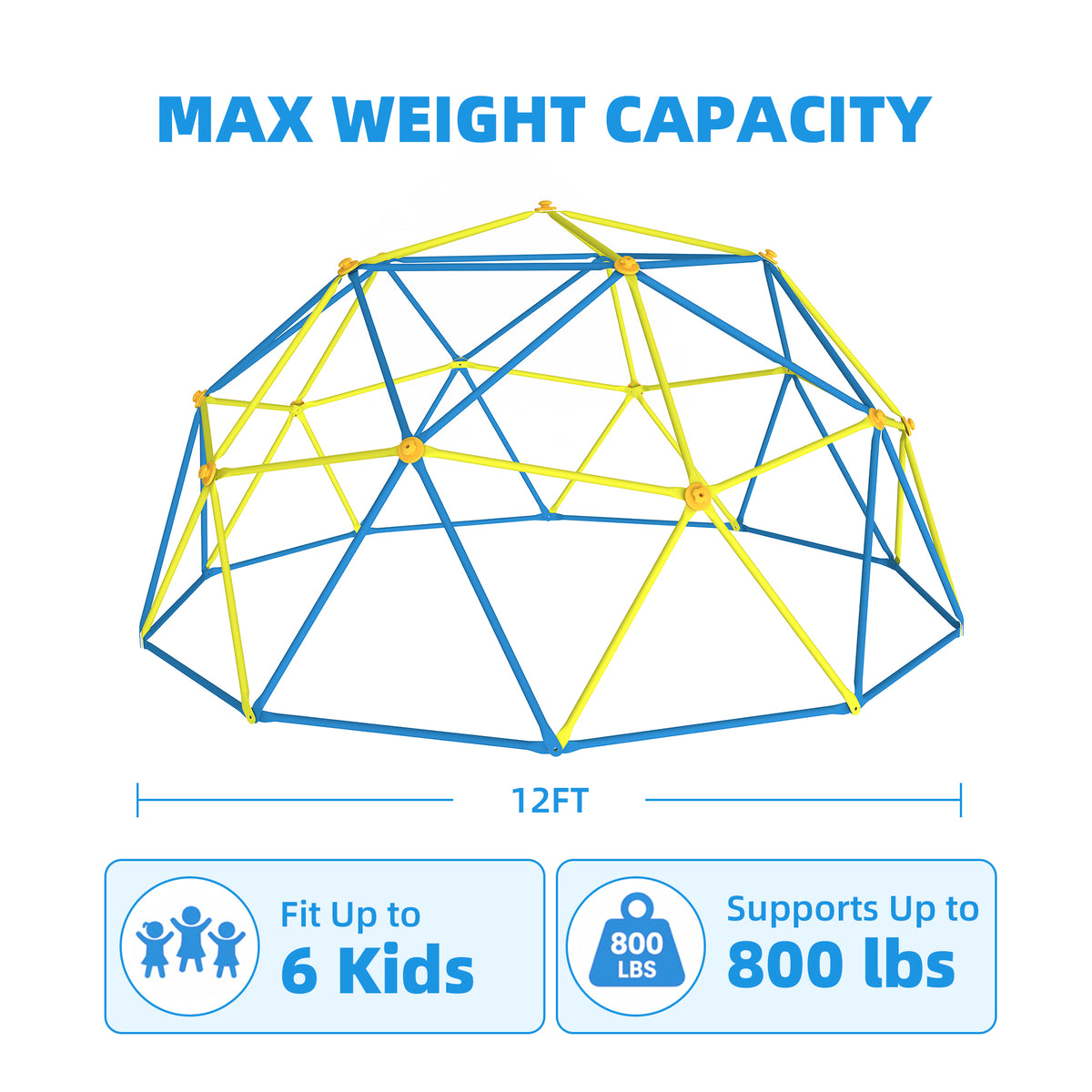 SaveJoy 12FT Climbing Dome for Kids, Toddler Play Set Outdoor Playground, Geometric Dome Climber Climbing Toys, Supports up to 800lbs