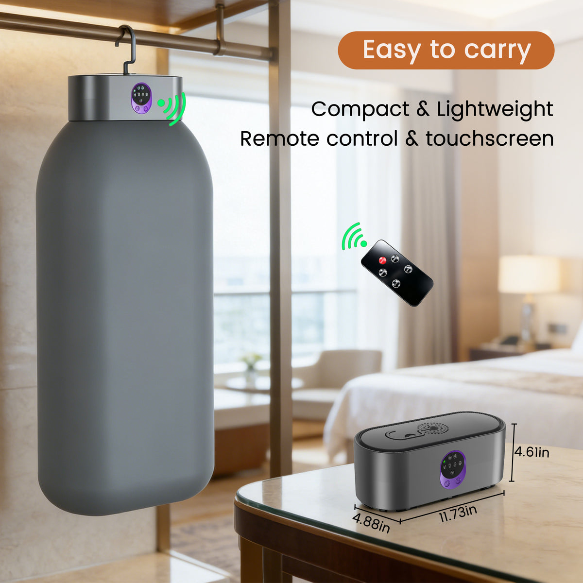 ORFELD Portable Clothes Dryer, Small Dryer with Remote Control, Compact Foldable Travel Clothes Dryer with Dry Bag for Travel&Home