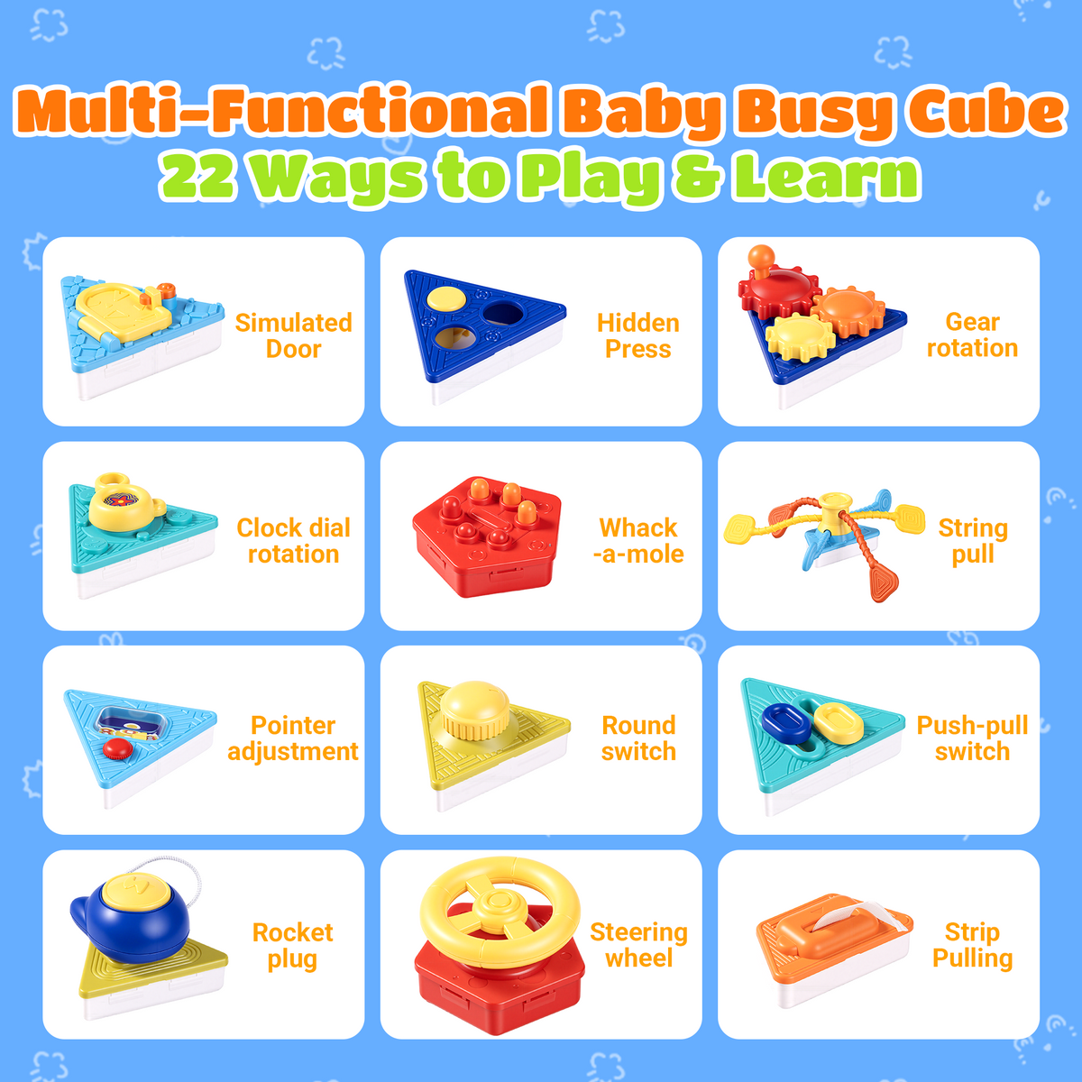 SaveJoy 22-in-1 Montessori Activity Cube, Sensory Busy Toy for Toddlers 3+, Interactive Learning Toy, Educational Gift for Boys and Girls