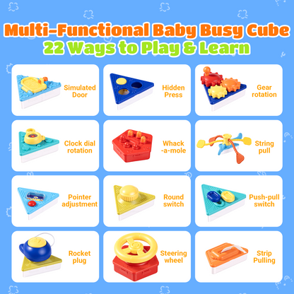 SaveJoy 22-in-1 Montessori Activity Cube, Sensory Busy Toy for Toddlers 3+, Interactive Learning Toy, Educational Gift for Boys and Girls