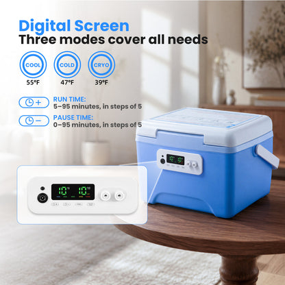 ORFELD Portable Cold Water Circulation System with Programmable Timer, Insulated Reservoir and Adjustable Cooling Wrap Pad, Quiet Cooling Machine for Everyday Cooling Comfort and Relaxation