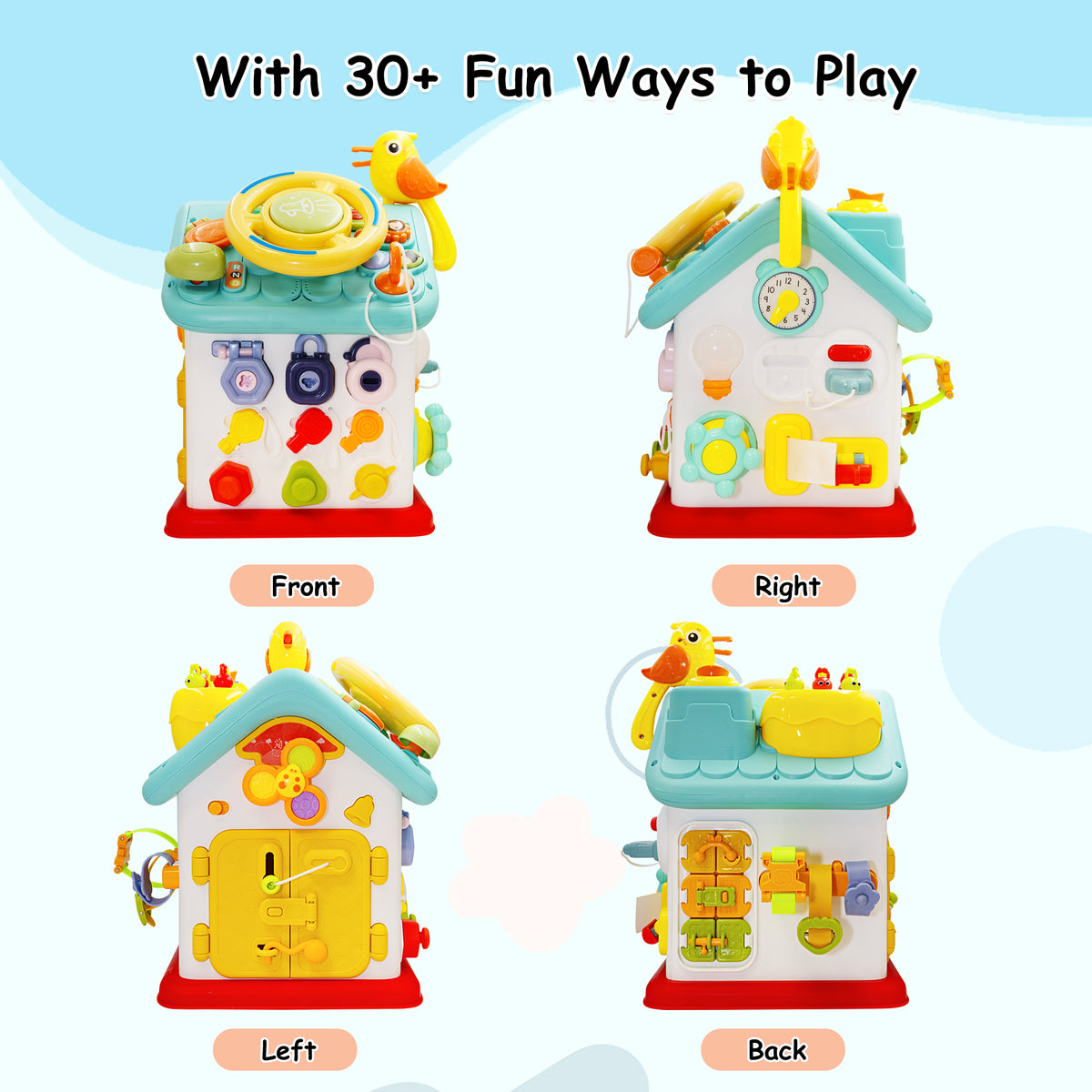 SaveJoy Baby Activity Toy with Music,6 in 1 Learning Toys for Toddlers,Educational Gift for Kids Infants Busy House 6-12 Months