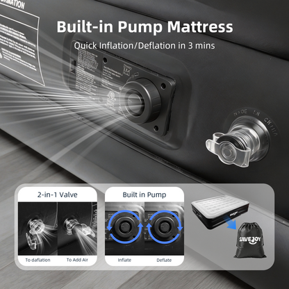 SaveJoy Air Mattress with Built in Pump, 18‌″ Inflatable Mattress Blow up Air Bed for Camping, Home & Guests