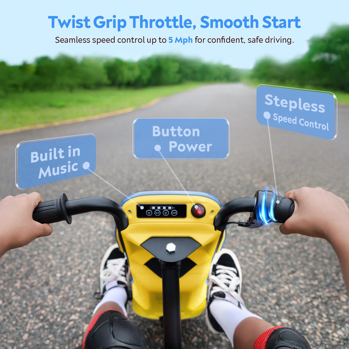 ORFELD 24V Kids Electric Go Kart,High-Power Battery Ride-On Toy with Safety Belt,Outdoor Drift Cart for Ages 6+,Ideal Gift for Boys & Girls,Blue