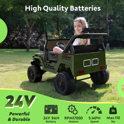 SaveJoy 24V 2 Seater Ride on Toys for Toddlers, TOYOTA FJ Electricos Cars for Kids with Remote Control